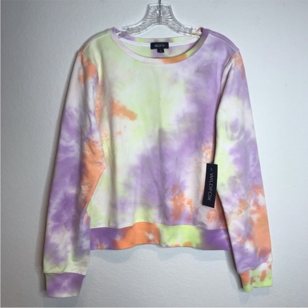 Wildfox Purple and Yellow Long Sleeve Boxy Sweatshirt